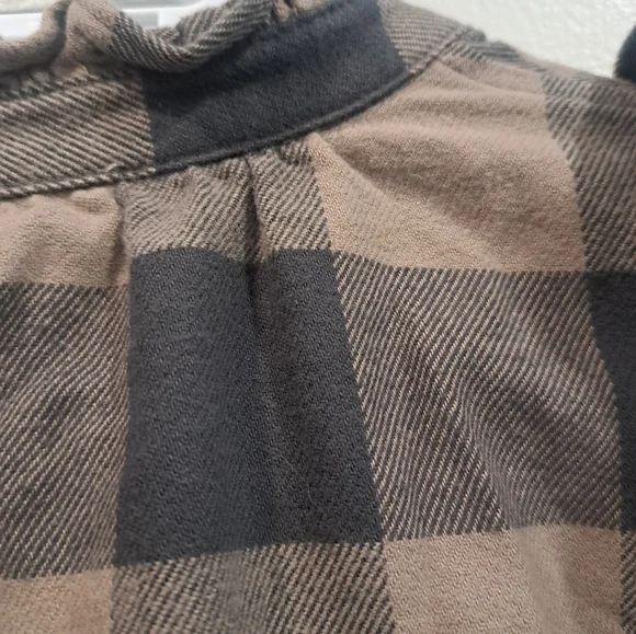 Wilfred Free Black and Tan Plaid Flannel Shirt with Ghost Applique - Picture 3 of 5